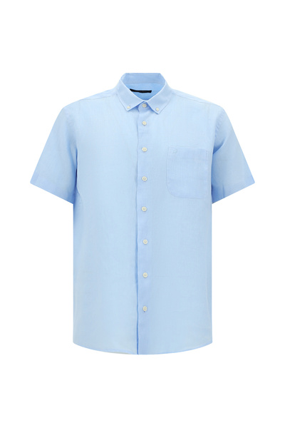 Abdullah Kiğılı Short Sleeve Regular Fit Button Collar Linen Shirt