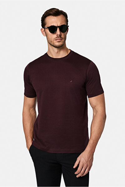 Abdullah Kiğılı Crew Neck Regular Fit Embroidered Cotton Mercerized Basic T-S...