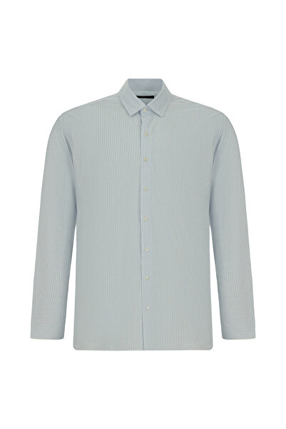 Abdullah Kiğılı Long Sleeve Slim Fit Slim Fit Classic Striped Cotton Shirt