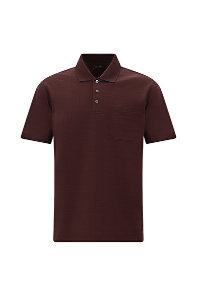Kiğılı Regular Fit Desenli Nakışlı Cepli Merserize Pamuk Polo Yaka T-shirt