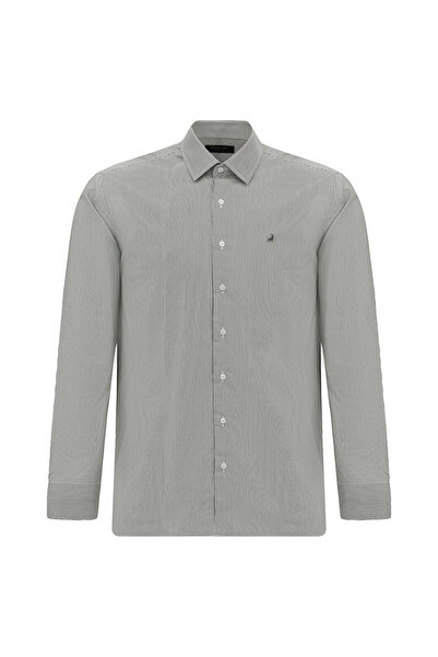 Abdullah Kiğılı Long Sleeve Slim Fit Slim Fit Cotton Embroidered Classic Stri...