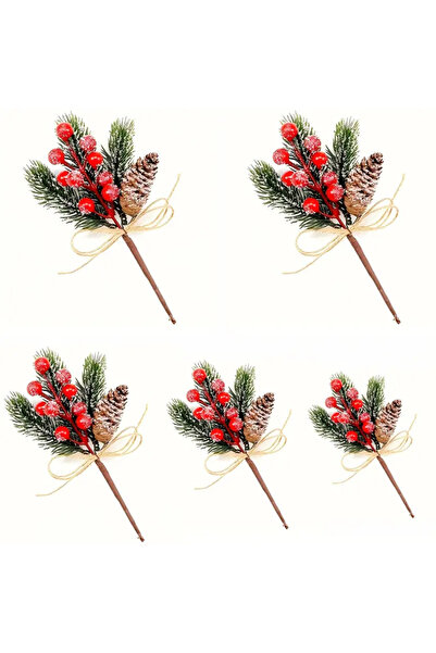 Choice3 A1 5pcs A Set of 5 Realistic Artificial Winter Berries and Pine Branc...