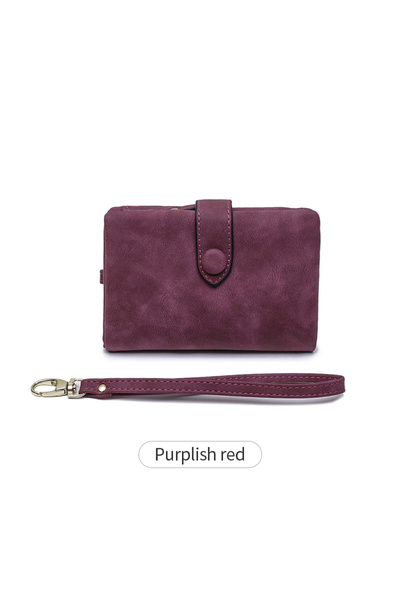 choice2 R855-Purplishred Women's short frosted wallet Korean version student ...