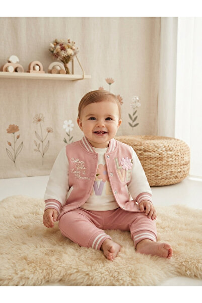 Efemkids Love Embroidery 3-Piece Baby Girl Set 6-9 Months 9-12 Months 12-18 M...