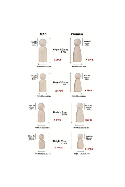 Choice 50Pcs Per Box 50Pcs Unfinished Wooden Peg Dolls Wooden Peg People Figu...