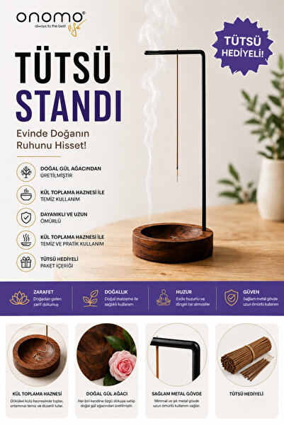 Onomo Life Tütsü Standı, Ahşap Tütsülük Tutucu, Meditasyon