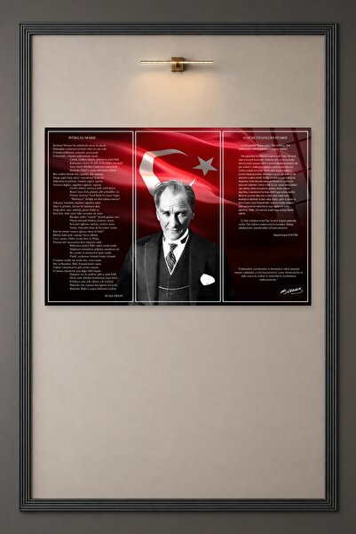 HMDS CONCEPT Atatürk, Gençliğe Hitabe, İstiklal Marşı Cam Tablo 341