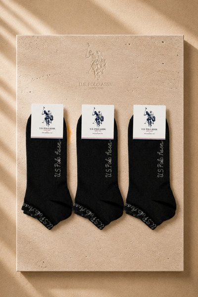 U.S. Polo Assn. 3-Pack Cotton Black Bootie Socks