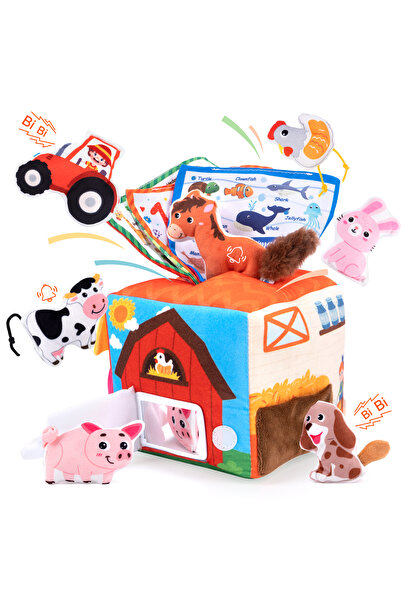 Choice1 B with box Baby Soft Plush Animals Farm Simulated Farm Animals House ...