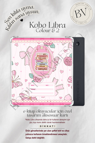 BookTok Vibes Co. Pembe Not Defteri Sticker Temalı Insert - Kindle ve Kobo E-...