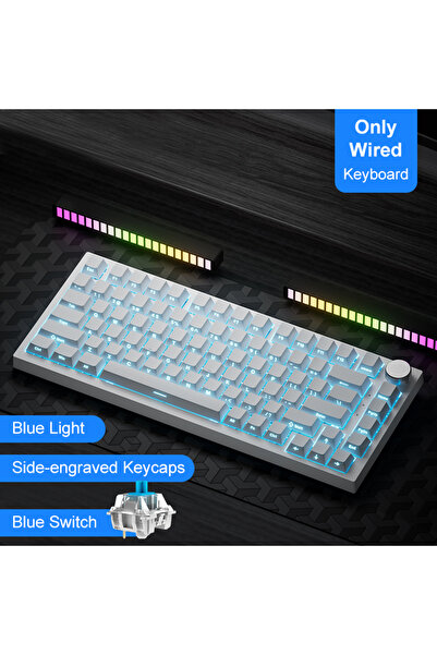 Ajazz لوحة مفاتيح ميكانيكية لاسلكية AK820 White1 AK820/Pro بتقنية البلوتوث 5....