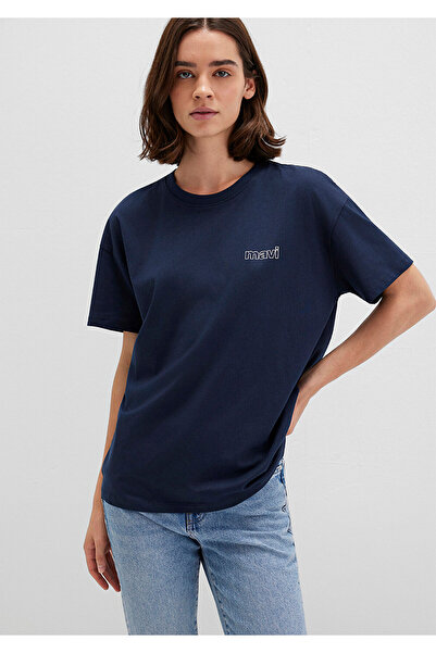 Mavi Marineblaues T-Shirt mit Logo-Aufdruck, lockere Passform / lockere, ents...