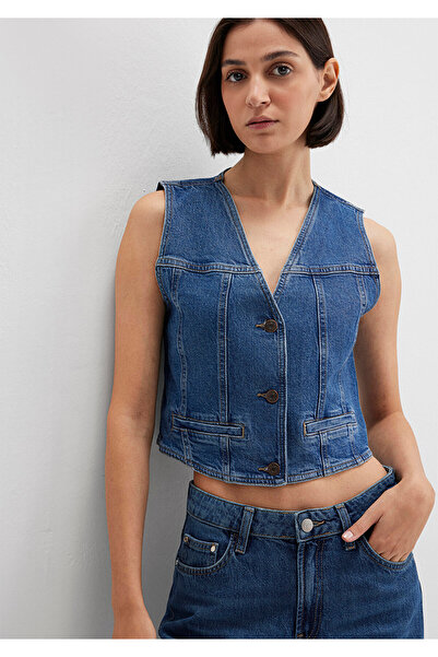 Mavi Merlin All Blue Dunkelblaue Jeansweste, taillierter Schnitt 1110265-85670