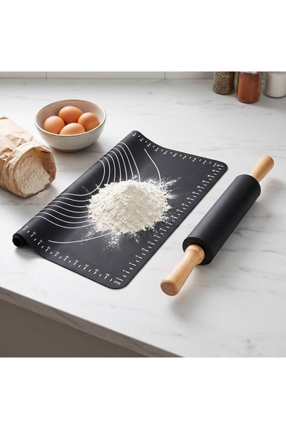 Tantitoni Tnt-Füme 2-Piece Silicone Dough Rolling Mat and Roller Set
