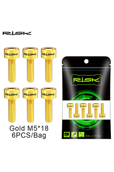 Choice M5-18mm Gold RISK 6PCS M5x16mm/M5x18mm Titanium Bicycle Handlebar Scre...