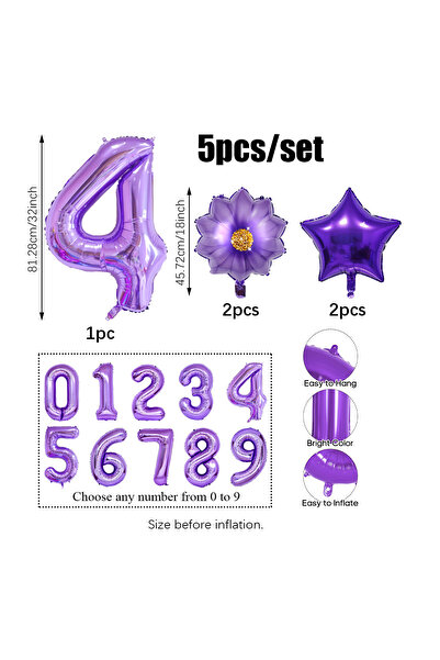 Choice3 Other 4 5pcs Purple Number Foil Balloon Set for Birthday Parties Anni...