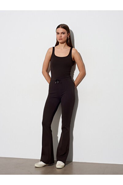 Dilvin 71916 Βαμβακερή φόρμα με ελαστική μέση - Σκούρο καφέ