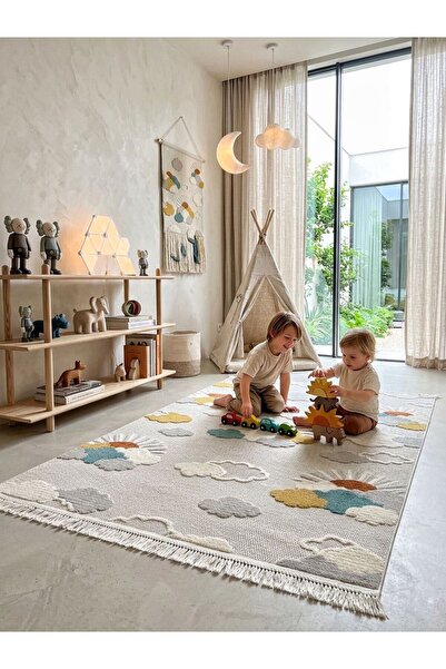 DMR Halıcılık Kids Serisi Desenli Renkli Bebek Çocuk Odası Halısı