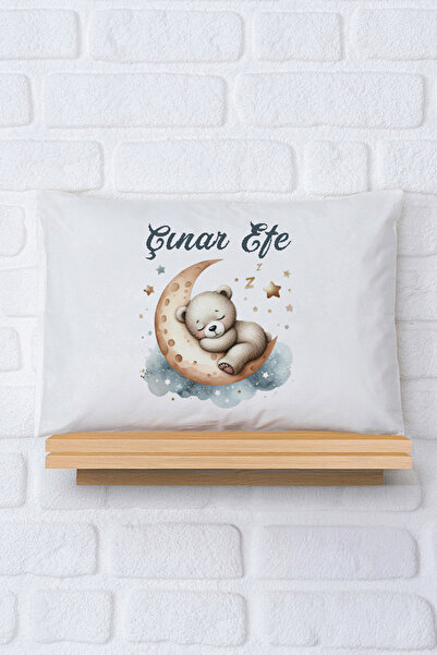 Pia Baby İsimli Erkek Bebek Yastık Kılıfı 35*45 cm %100 Pamuk İsme Özel