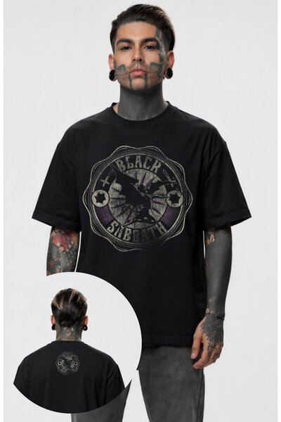 Fuddy Moda Μπλουζάκι Unisex με στάμπα Black Sabbath, Oversize T-shirt με θέμα...