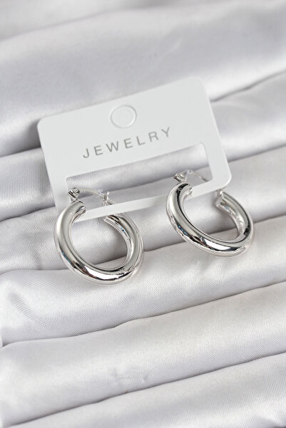 Alfa famouss Silver Color Brass Hoop 25 mm Women's Earrings - Lisinya