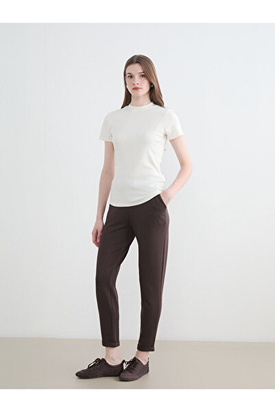 LC Waikiki Lcw Modest Brown Soft Touch Women's Sweatpants with Elastic Waist