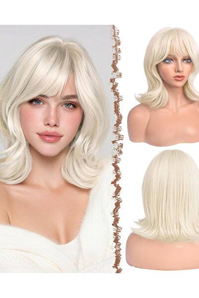 Dotail FESHFEN Γυναικεία Περούκα, Κυματιστό Καρέ με Αφέλειες, Μήκος 35 εκ., Σ...