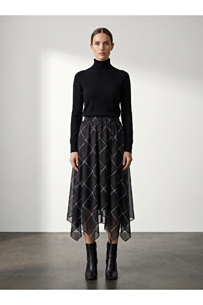 yasse Asymmetric Cut Lined Chiffon Skirt