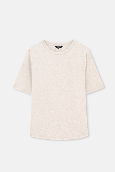 Dagi Μπλουζάκι Basic με λαιμόκοψη ποδηλάτου σε χρώμα Εκρού Μελανζ