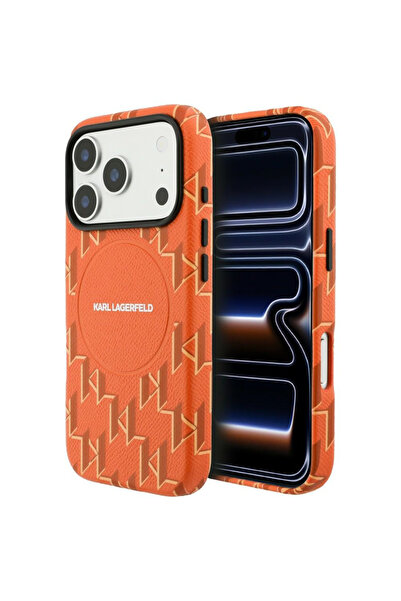Stef's Cat Husa pentru iPhone 17 Pro, Stef's Cat, Leather KL Monogram Logo Ma...