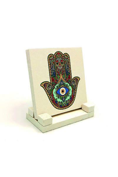 Sadrazam Χειροποίητη Πέτρινη Βάση Γραφείου με Στάμπα Χέρι της Φατίμα (με Χάντ...