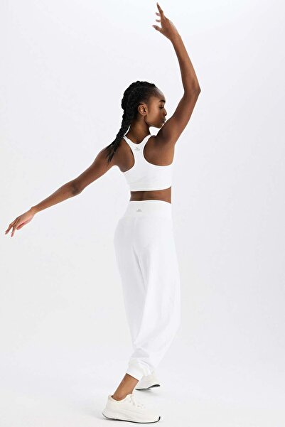 COMEUP Soft Kumaş Dokulu Dikişsiz Jogger Pantolon Beyaz