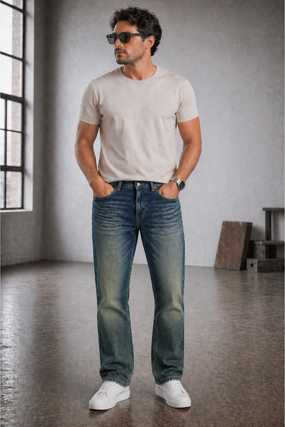 connemara Jeans Men's Lycra Regular Fit Blue Jean Trousers Washable Comfortab...