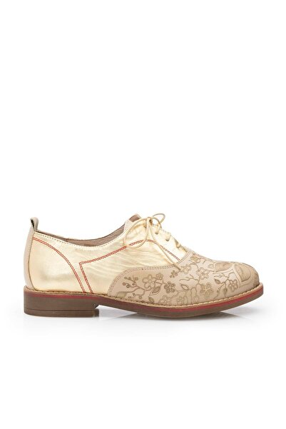 UrbanShoes Pantofi casual dama din piele naturala,Leofex - 109 bej auriu laser