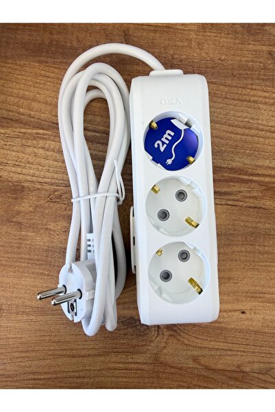 VİKO 3'lü Topraklı Uzatma Kablosu 2 Metre Grup Priz Dayanıklı kablo