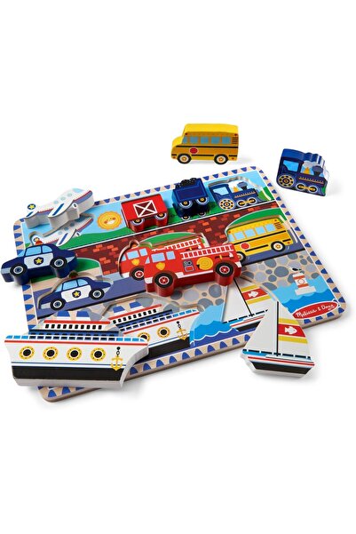 Melissa & Doug لغز خشبي كبير الحجم - مركبات