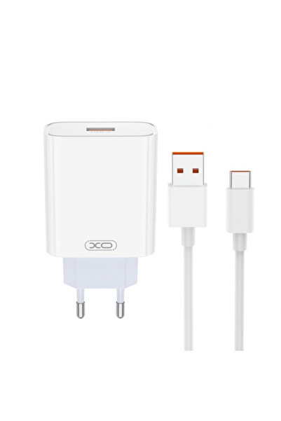 XO Design Incarcator Retea Cu Cablu USB-C L164, 30W, 1 x USB-A, Alb