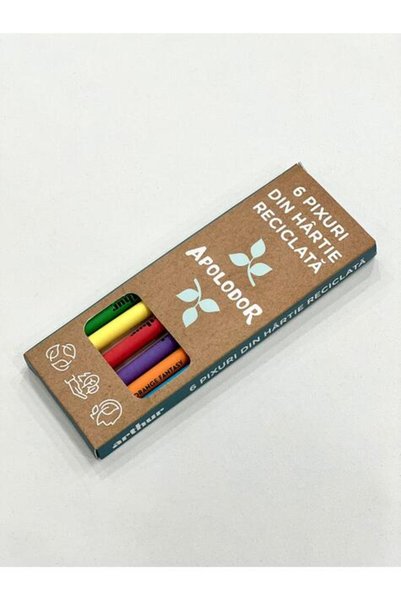 Editura Arthur Set 6 pixuri din hârtie reciclată Planeta Arthur (model Apolodor)