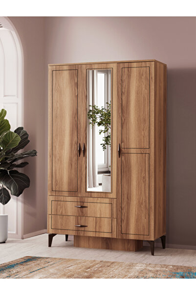 Erz Design Hazar 3 Kapılı 2 Çekmeceli Gardırop Elbise Dolabı 120x47x200
