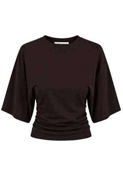 Mixray 2102 Γυναικείο μπλουζάκι με λεπτομέρειες από κορδόνια περίσφιξης, μαλα...