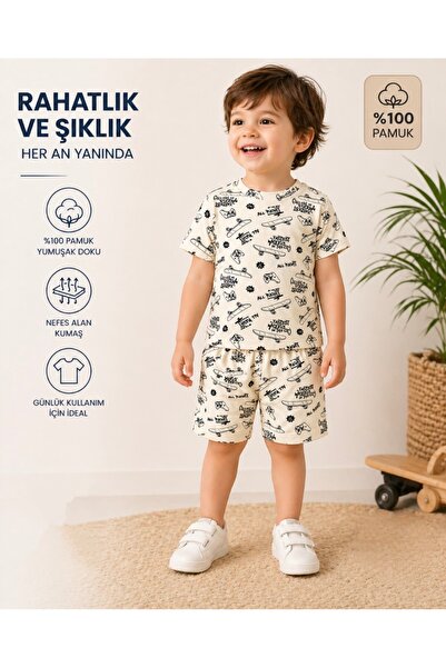 Melodikids Σετ καλοκαιρινό σορτς και μπλουζάκι για αγόρια από βαμβάκι