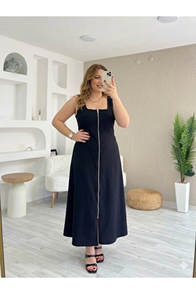 Kokosh moda Γυναικείο φόρεμα κρεπ με τετράγωνο γιακά και φερμουάρ μπροστά, σε...