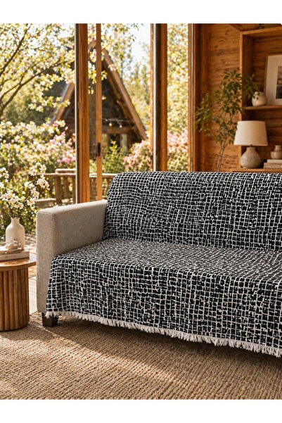 Hig Store Mermer Desen Kaymaz Yıkanabilir Pamuklu Koltuk Örtüsü 180x220 cm Ot...