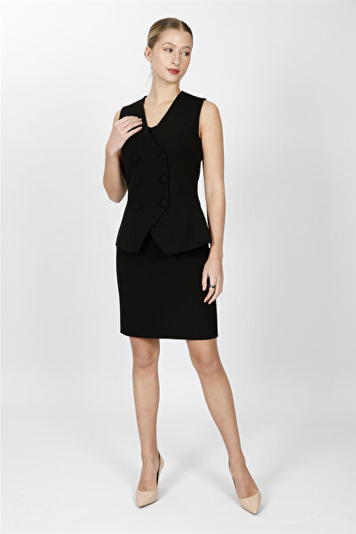 ÖNDER ÖZSOY V-Neck Kuruvaze Vest Suit 1531502-Black - 1531502
