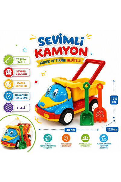 Shoplandu Sevimli Kamyon Araba Büyük Boy Saplı Taşınabilir Kürek Süzgeç Tırmı...