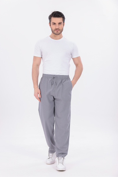 blayn jeans Ανδρικό γκρι παντελόνι jogger με ελαστική μέση και κορδόνια, 100%...