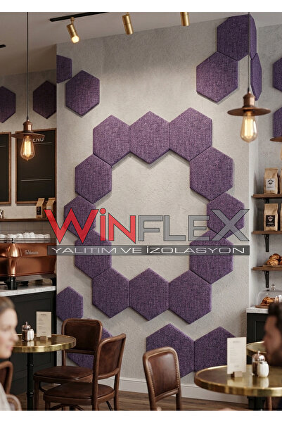 WİNFLEX DEKORATİF ALTIGEN AKUSTİK KUMAŞ KAPLI PANEL 12 ADET -(17x20CM)