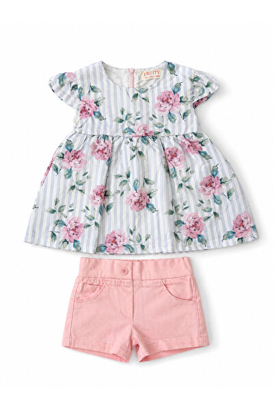 fruity Girls Floral Ruffle Dress & Shorts Set / 2 Piece Girls Outfit
