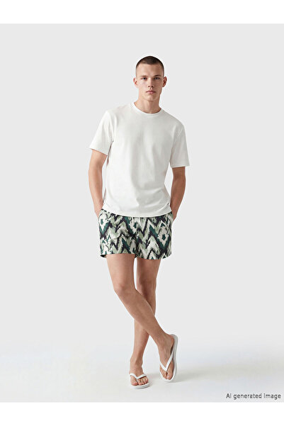 LC Waikiki Nevavm Short Length Patterned Men's Swim Shorts with Difference
