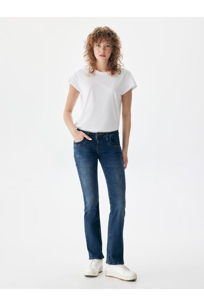 Ltb Pantaloni Valerie din denim indigo, cu talie joasă și croială conică
